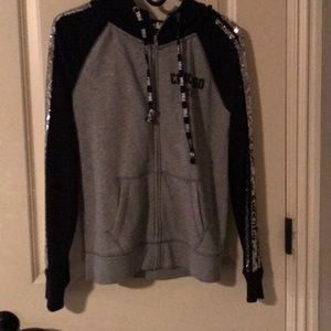 Gray and black Chicago hoodie